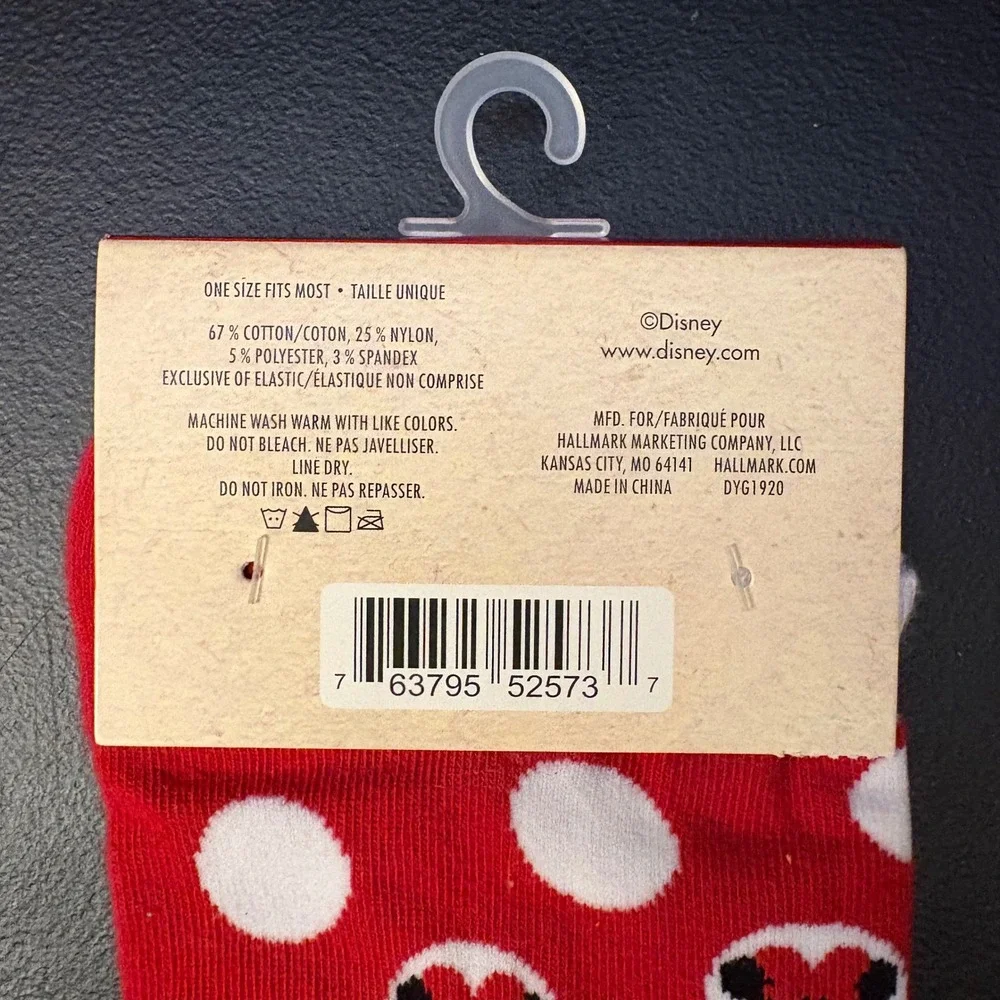Disney Hallmark Minnie Mouse Ankle Socks Red Polka Dot One Size New
